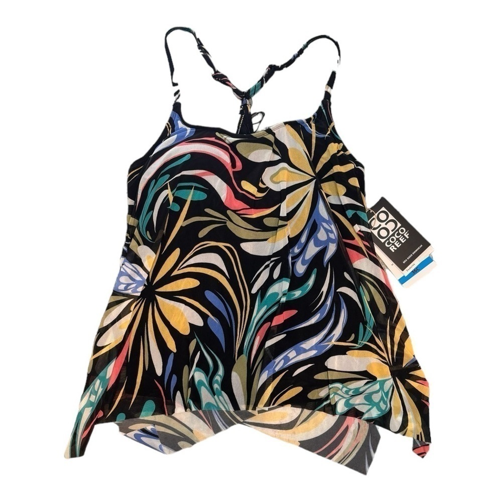 Coco Reef Current Bra Sized Mesh Layer Underwire Tankini Top - Retro Swirl NWT - Picture 2 of 7